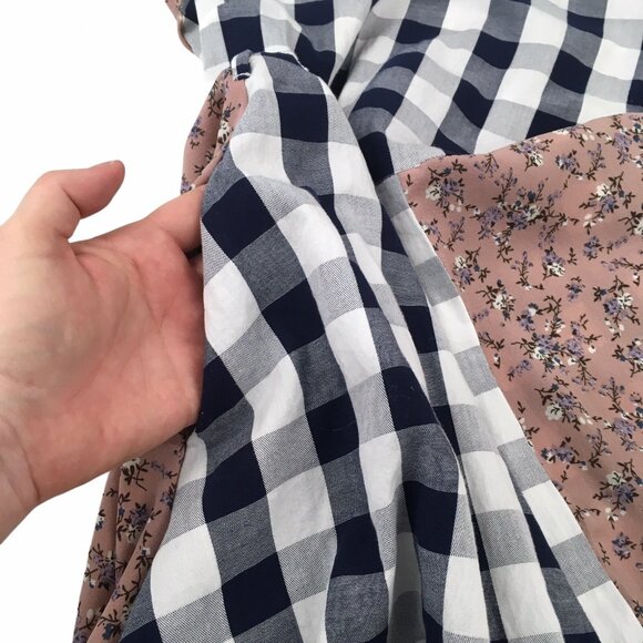 Journey Five Dress Women Small Pink Cottagecore Prairie Asymmetric Hem Check - Picture 6 of 10